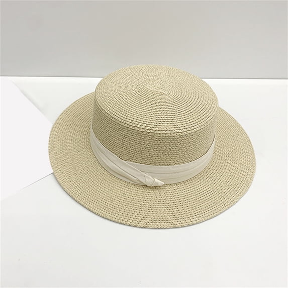 Unisex Wide Brim Panama Hat, UPF 50+ Sun Protection Straw Hat for Men and Women, Classic Boater Style Beach Vacation Hat for Summer, Outdoor Travel and Sun Shade-Beige