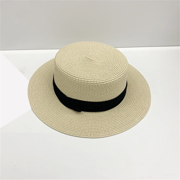Unisex Wide Brim Panama Hat, UPF 50+ Sun Protection Straw Hat for Men and Women, Classic Boater Style Beach Vacation Hat for Summer, Outdoor Travel and Sun Shade-Light Yellow