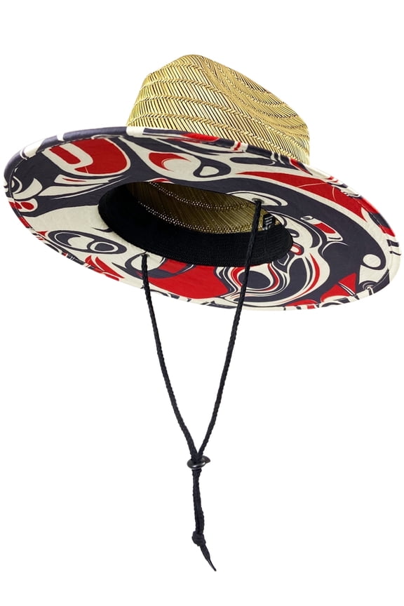 Unisex Wide Brim Straw Lifeguard Hat  Channel Island Sun Hat with Chin Strap for Men & Women