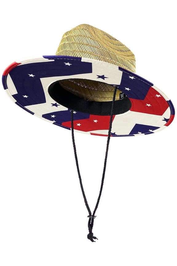 Unisex Wide Brim Straw Lifeguard Hat  Channel Island Sun Hat with Chin Strap for Men & Women