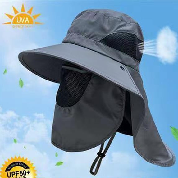 Unisex Wide Brim Sun Hat - UPF 50+ UV Protection Outdoor Cap, Breathable Quick-Dry Fishing & Hiking Hat with Neck Flap, Adjustable Bucket Hat for Men Women Summer Beach Camping Travel