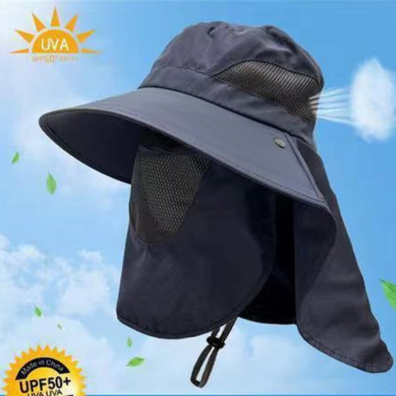 Unisex Wide Brim Sun Hat - UPF 50+ UV Protection Outdoor Cap, Breathable Quick-Dry Fishing & Hiking Hat with Neck Flap, Adjustable Bucket Hat for Men Women Summer Beach Camping Travel