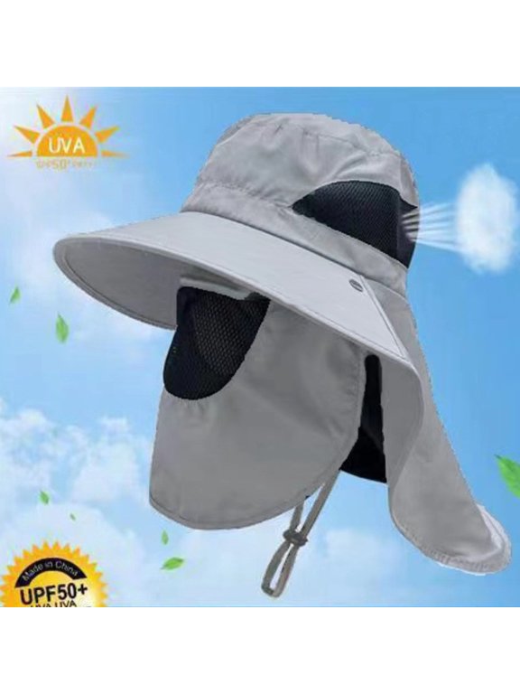 Unisex Wide Brim Sun Hat - UPF 50+ UV Protection Outdoor Cap, Breathable Quick-Dry Fishing & Hiking Hat with Neck Flap, Adjustable Bucket Hat for Men Women Summer Beach Camping Travel