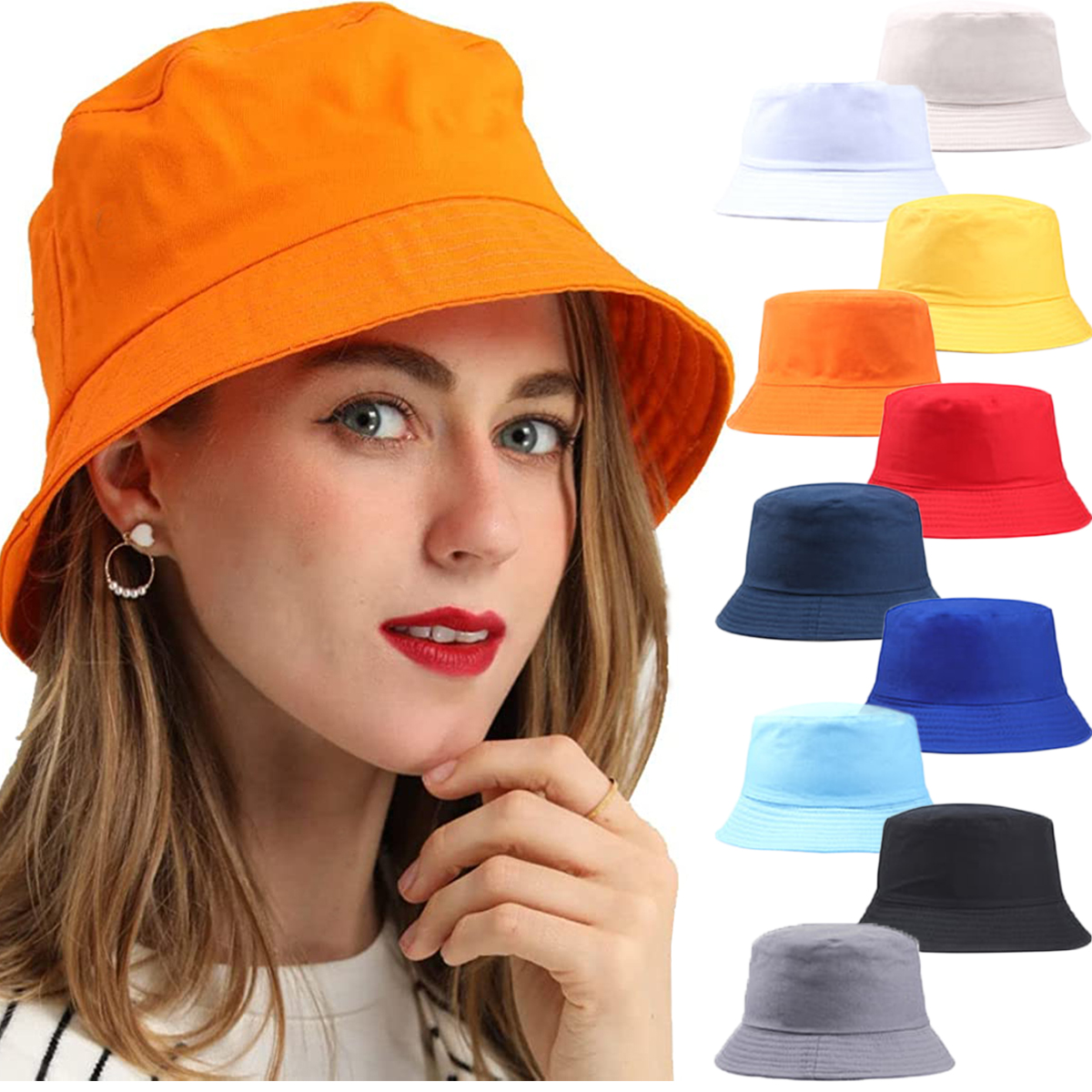 Unisex Wide Brim Sun Hat UPF50+ UV Packable Beach Hat Summer Bucket Hat