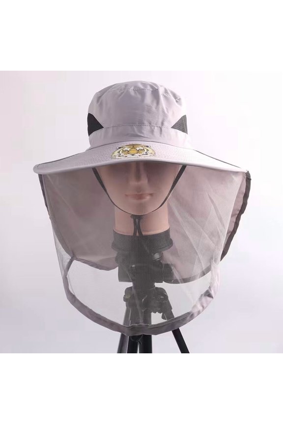 Unisex Wide Brim Tiger Print Mesh Cap with Integrated Insect Repellent Net Mask Breathable Adjustable Snap Back for Camping Fishing Hiking Outdoor Activities