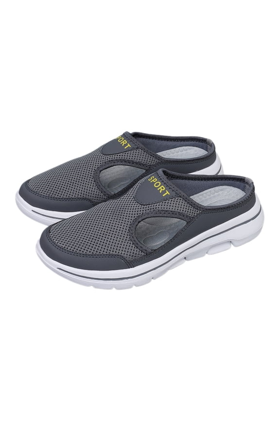 Unisex Wide Fit Mesh Mule Sneakers Slip On Breathable Walking Shoes Lightweight Comfort