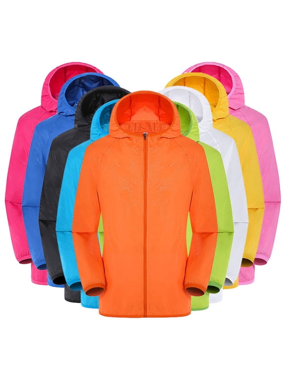 Unisex Windbreaker Solid Color Packable Ultralight Sunscreen Water-Resistant Jacket for Spring Fall Travel Hiking,Black,L