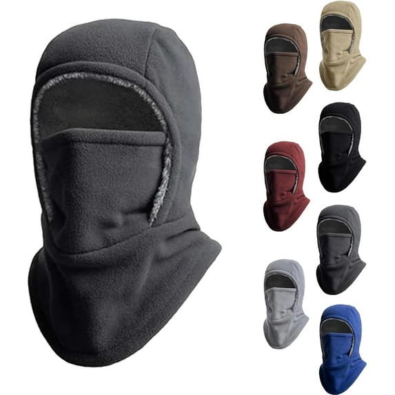 Unisex Windproof & Warm Balaclava, Thickened One-Piece Winter Face Mask Fleece Balaclava Neck Cover Helmet Hood