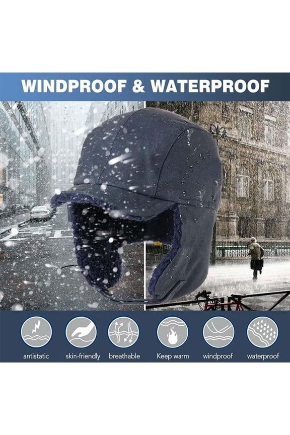 Unisex Windproof & Warm & Ear Protection & Face Protection Hat, Integrated Winter Trapper Balaclava Hat for Cold(Gray)