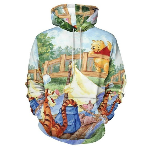 Unisex Winnie The Pooh Hoodies 3D Printed Pullover Hooded Sweatshirt with Pocket for Mens Womens