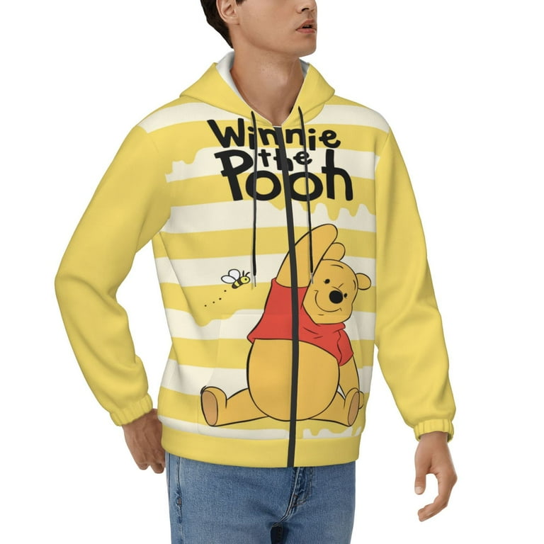 Unisex Winnie The Poo Zip Up Hoodie with Pocket Graphic Pullover