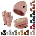 thumbnail image 1 of Unisex Winter 3-Piece Set Knit Hat Scarf Mittens Snow Accessory Collection, 1 of 5