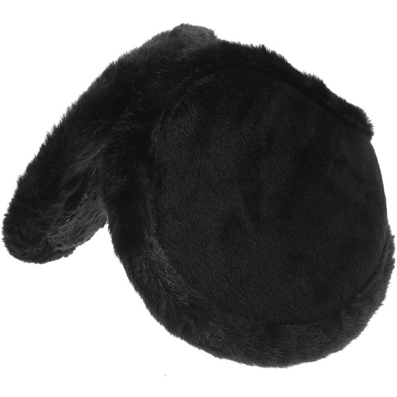 Unisex Winter Adjustable Knitted Ear Muffs with Faux Furry Outdoor Ear Warmers for Women Men (Black)