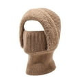 thumbnail image 1 of Unisex Winter Balaclava Hat, Fleece Lined Thermal Knit 3-in-1 Integrated Face Mask Neck Warmer, One Piece Hood for Skiing Hiking and Extreme Cold Weather - Khaki, 1 of 4