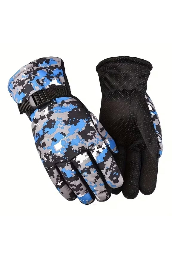 Unisex Winter Camouflage Gloves - Thick Fleece Lining for Warmth and Anti-Slip Design for Outdoor Activities