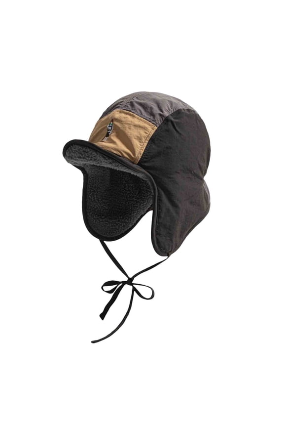 Unisex Winter Cap Fleece-Lined Cap Foldable Windproof Trapper Hat with Ear Flaps Black