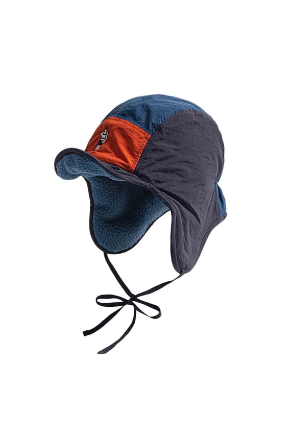 Unisex Winter Cap Fleece-Lined Cap Foldable Windproof Trapper Hat with Ear Flaps Navy