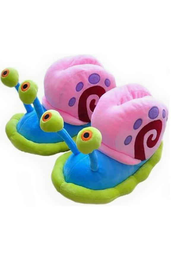 Unisex Winter Cute Gary Snail Slippers Women Lovely Cartoon Snail Slippers Female Couples Warm Home Cotton Slippers Flat Flip Flops Plush Shoes