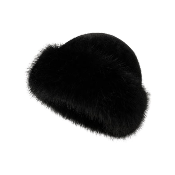 Unisex Winter Fashion Hat with Faux Fur Trim Outdoor Warm Cap Soft Comfortable Beanie for Cold Weather and Daily Casual Wear for Men and Women Black One Size