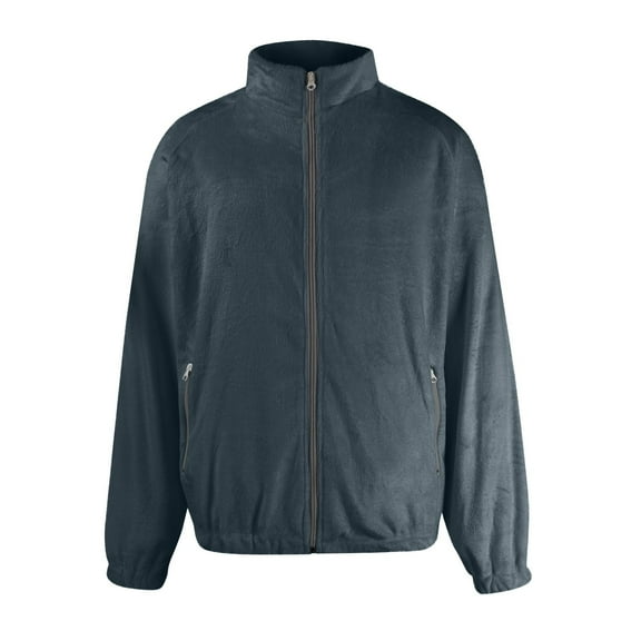 Unisex Winter Flannel Jacket, Solid Color Raglan Sleeve Zipper Pocket Casual Coat for Cold Weather Outdoor Activities and Holiday Fashion,Gray,XL