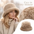 thumbnail image 1 of Unisex Winter Fluffy Faux Fur Bucket Hat Thick Warm Plush Fisherman Cap Outdoor Ear Protection Hat, 1 of 5