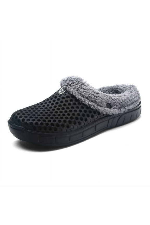 Unisex Winter Garden Clogs - Fur-Lined Warm House Slippers | Breathable Non-Slip Mule Footwear for Garden Walking