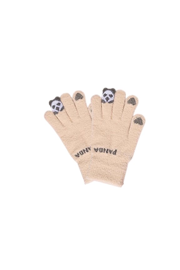 Unisex Winter Gloves with Touchscreen Compatibility, Blossom Panda Pattern, Windproof & Cold-Resistant, Thick Fleece Lined for Outdoor Activities and Commuting