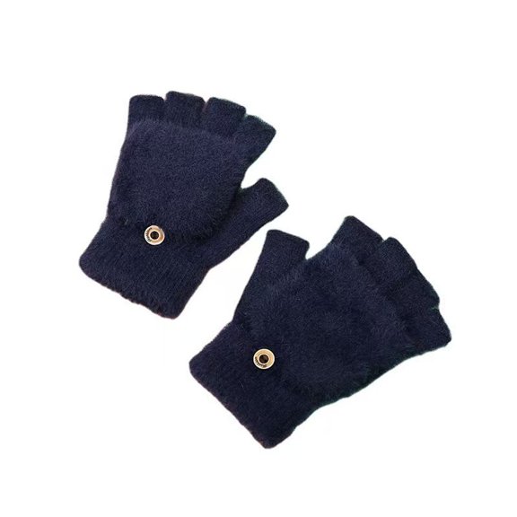 Unisex Winter Half-Finger Flip Gloves Fashion Knitted Thickened Warm Gloves Portable Gloves for Work