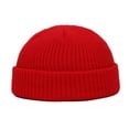 thumbnail image 1 of Unisex Winter Hat Knitted Warm Thick Elastic Anti-slip Regular Fit Solid Color Folded Edge Round Dome Top Women Men Cycling Cap Beanie, 1 of 7