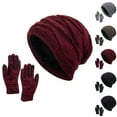 thumbnail image 1 of Unisex Winter Hat and Glove Set Solid Color Knit Beanie with Ear Protection, 1 of 7