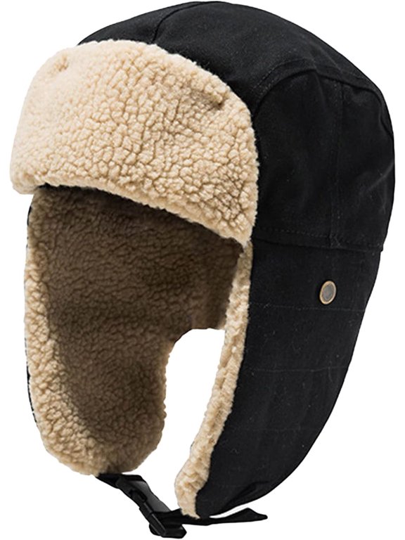 Unisex Winter Hats with Ear Flaps Cotton Trapper Hat Aviator Windproof Ski Cap Buckle Closure Ushanka Outdoor-actual_color-academic_institution
