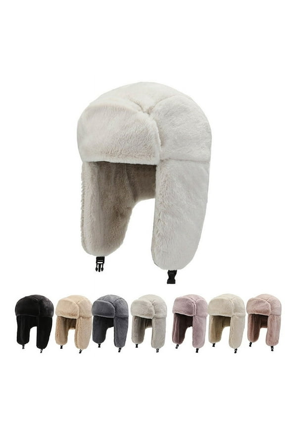 Unisex Winter Hats with Ear Flaps Cotton Trapper Hat Aviator Windproof Ski Cap Buckle Closure Ushanka Outdoor