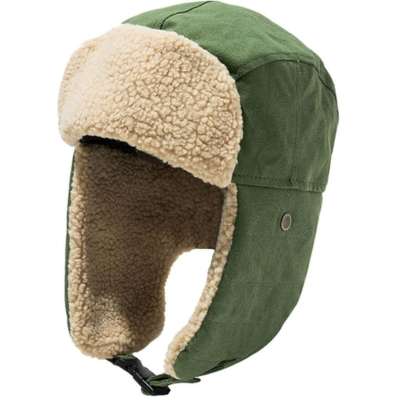 Unisex Winter Hats with Ear Flaps Cotton Trapper Hat Aviator Windproof Ski Cap Buckle Closure Ushanka Outdoor