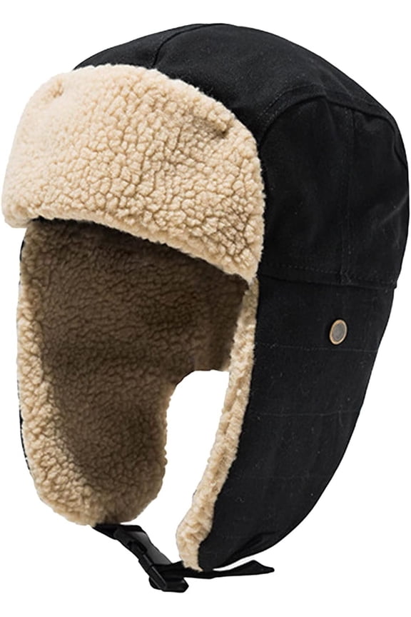 Unisex Winter Hats with Ear Flaps Trapper Hat Aviator Windproof Ski Cap Buckle Closure Ushanka Outdoor