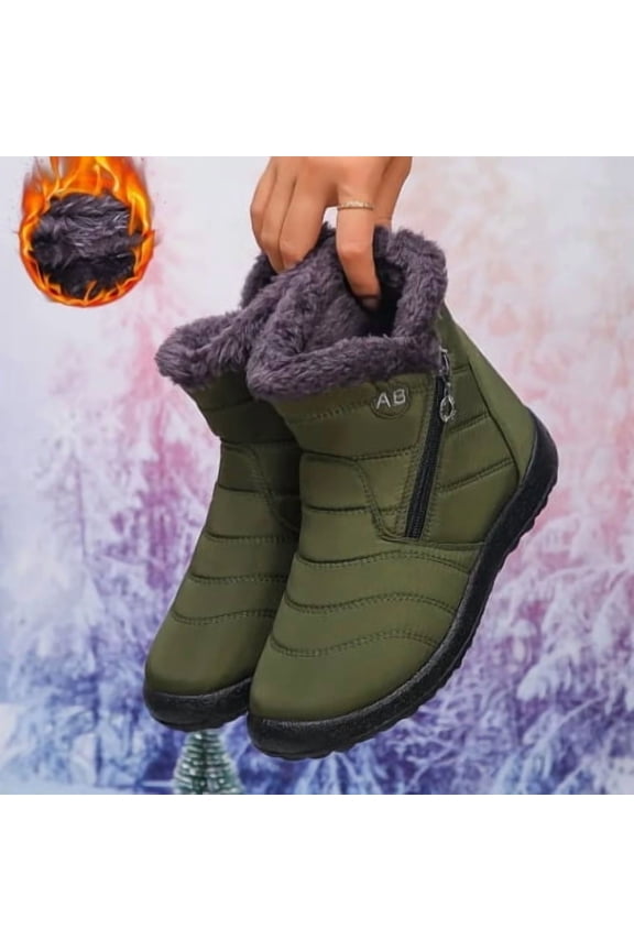 Unisex Winter High-Top Boots, Water-Resistant Nylon Casual Shoes with Warm Fleece Lining & Side Zipper, 2025 Cold Weather Collection