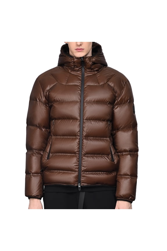 Unisex Winter Hooded Puffer Jacket, High-Altitude Glossy Down Coat for Hiking, 90% Goose Down