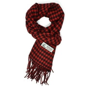 Unisex Winter Houndstooth Plaid Scarves Wool Feel Super Soft Luxurious Scarf - Red