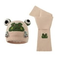 thumbnail image 1 of Unisex Winter Knitted Hat And Scarf Set For Kids Cartoon Frog Embroidery Soft Yarn Baby Hat And Neck Warmer Comfortable Warm For Cold Weather Beige, 1 of 4