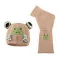 thumbnail image 1 of Unisex Winter Knitted Hat And Scarf Set For Kids Cartoon Frog Embroidery Soft Yarn Baby Hat And Neck Warmer Comfortable Warm For Cold Weather Khaki, 1 of 4