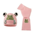 thumbnail image 1 of Unisex Winter Knitted Hat And Scarf Set For Kids Cartoon Frog Embroidery Soft Yarn Baby Hat And Neck Warmer Comfortable Warm For Cold Weather Pink, 1 of 4