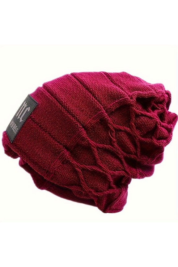 Unisex Winter Knitted Hat - Stretchy Lightweight Warm Design, Adjustable Buckle Strap, (Maroon/Navy Blue/Brown/Grey/Black), Sports and casual Dual-use, Outdoor Accessories