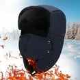 thumbnail image 1 of Unisex Winter Riding Hat with Removable Face Mask, Thicken Fleece Lined Windproof Neck Warmer for Outdoor Activities, Motorcycle and Cycling in Cold Weather - Navy, 1 of 6