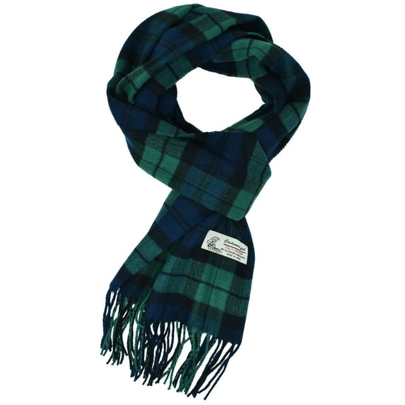 Unisex Winter Scottish Stewart Plaid Scarves Wool Feel Super Soft Luxurious Scarf - Green