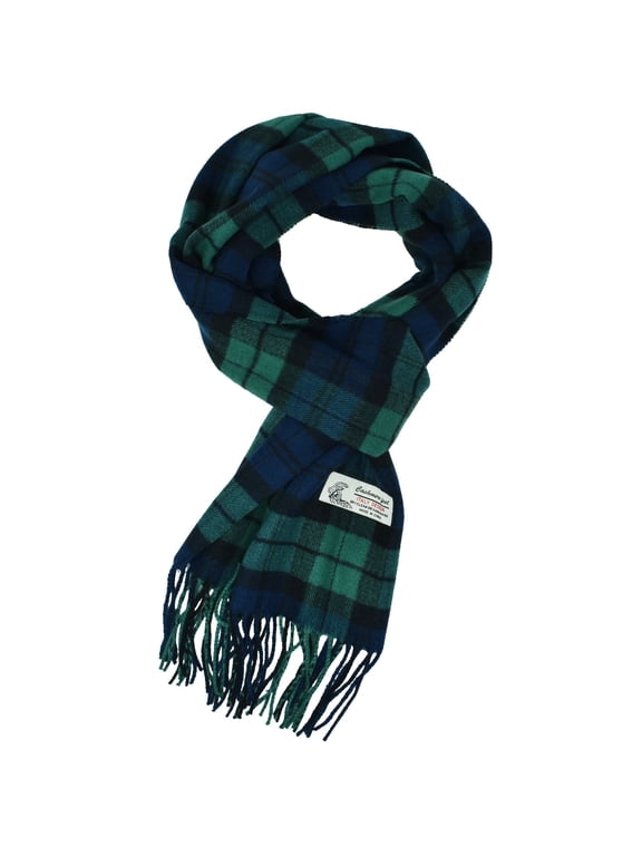 Unisex Winter Scottish Stewart Plaid Scarves Wool Feel Super Soft Luxurious Scarf - Green