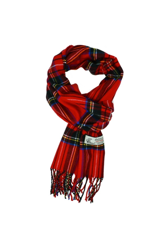 Unisex Winter Scottish Stewart Plaid Scarves Wool Feel Super Soft Luxurious Scarf - Red
