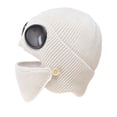 thumbnail image 1 of Unisex Winter Ski Beanie Hat with Goggles,Knitted Winter Balaclava for Cycling Skiing, Outdoor Knit Beanie Hat Cold Weather Windproof Face Cover with Flip-Up Visor(Beige), 1 of 7