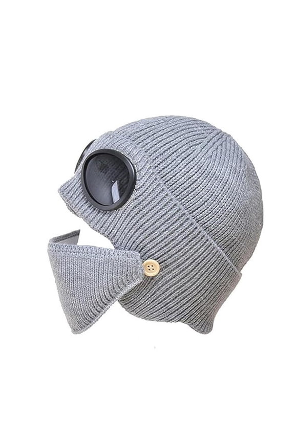 Unisex Winter Ski Beanie Hat, Winter Ski Mask Hat with Goggles, Thermal Knit Cold Weather Gear for Skiing, Snowboarding, Snow Tubing, Outdoor Activities