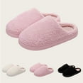 thumbnail image 1 of Unisex Winter Slippers for Men Women Flat Heel Close Toe Couples Outdoor Indoor Warm Winter House Slippers Home Shoes White 10, 1 of 9