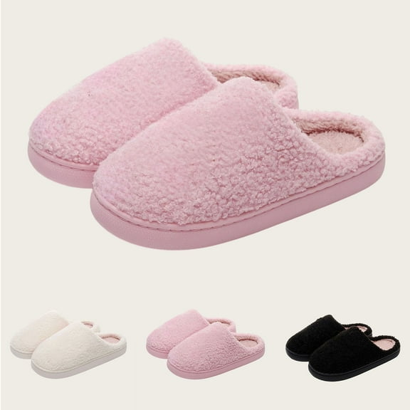 Unisex Winter Slippers for Men Women Flat Heel Close Toe Couples Outdoor Indoor Warm Winter House Slippers Home Shoes White 10