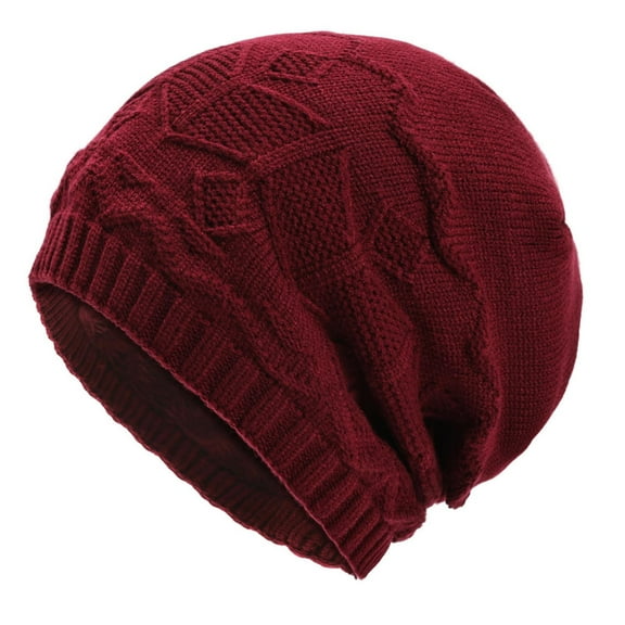 Unisex Winter Slouchy Beanie Hat Fleece Lined Chunky Oversized Knit Skull Cap Soft Warm Solid Color Headwear for Men and Women Cold Weather